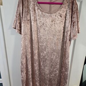 (Bundle Me!) Vintage "Melissa Masse" Blush Velvet Tee Dress- Size 3x